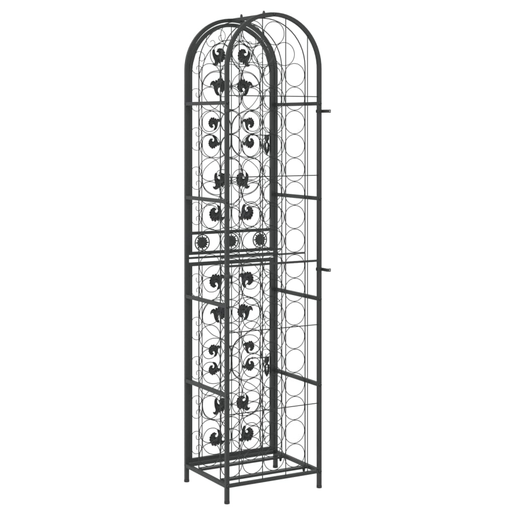 vinreol til 73 flasker 45x36x200 cm smedejern sort