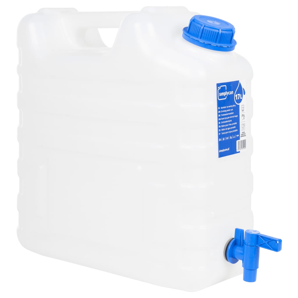 vanddunk med tappehane 15 l plast transparent