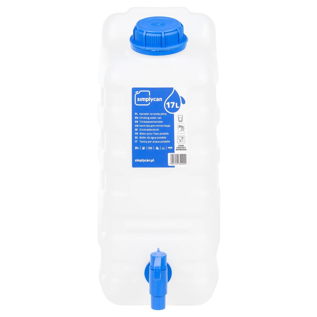 vanddunk med tappehane 15 l plast transparent