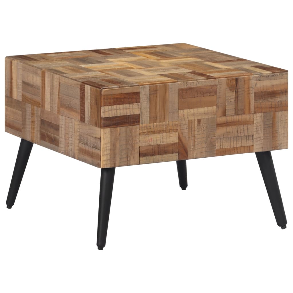 sofabord 55x55x40 cm massivt genbrugsteak grå