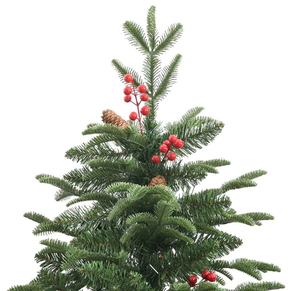 kunstigt juletræ med grankogler og bær 180 cm hængslet