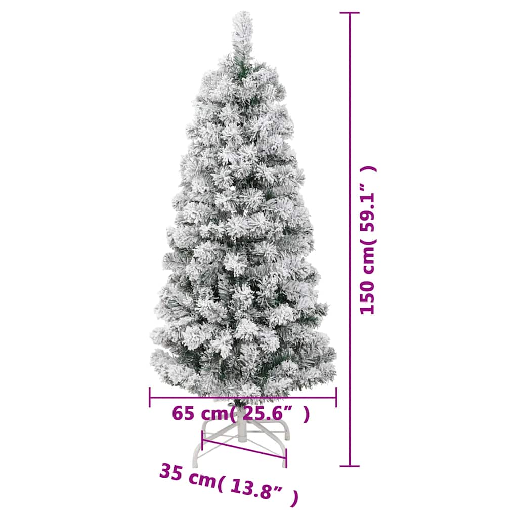 kunstigt juletræ med sne 150 cm hængslet