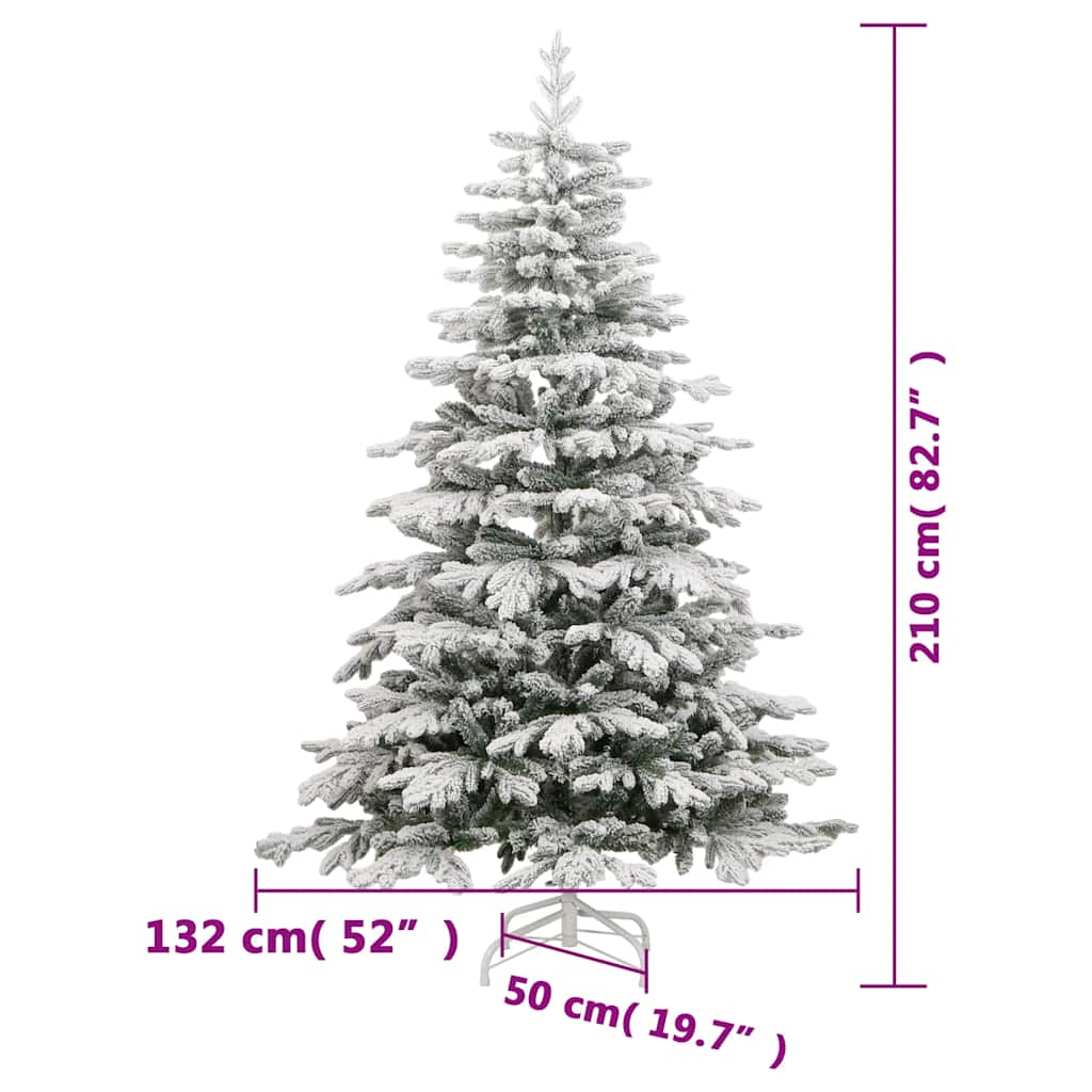 kunstigt juletræ med sne 210 cm hængslet
