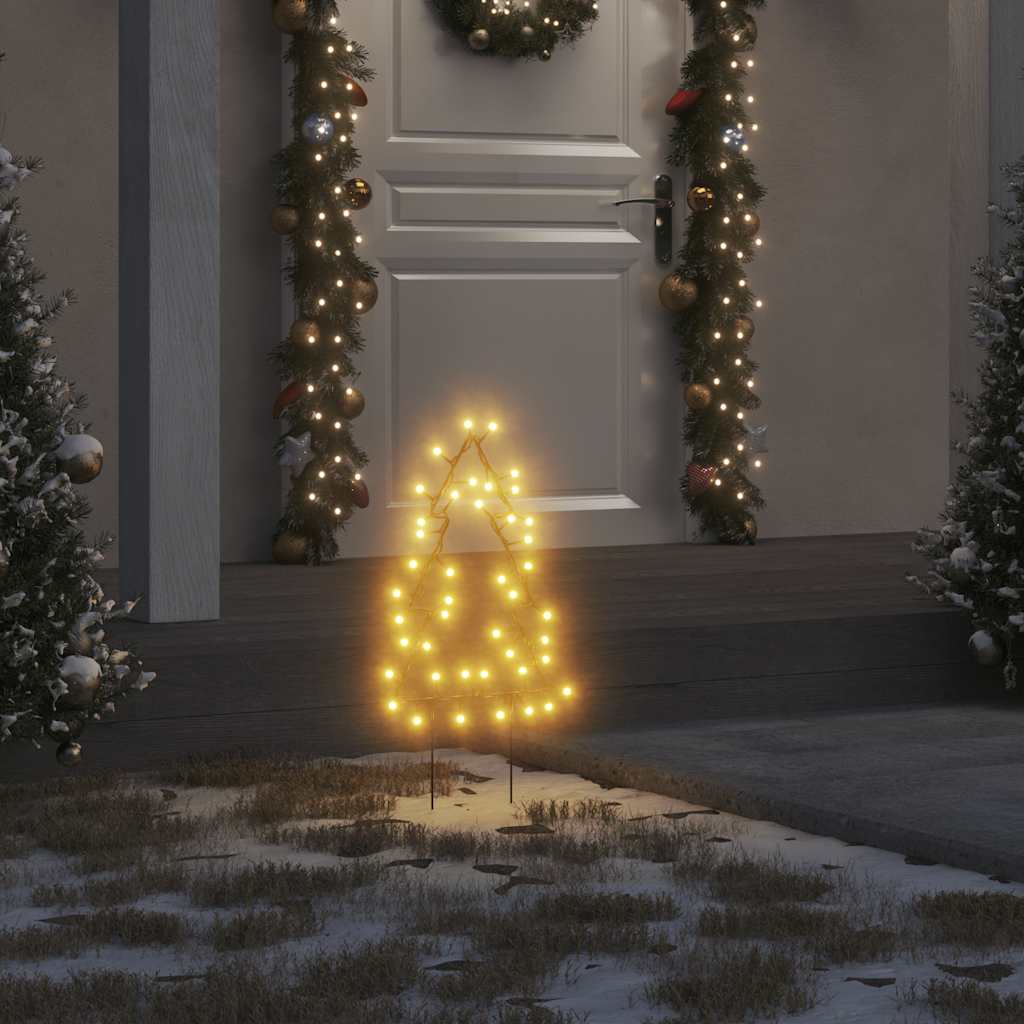 juledekoration med jordspyd juletræsform 3 stk. 50 LED'er 30 cm