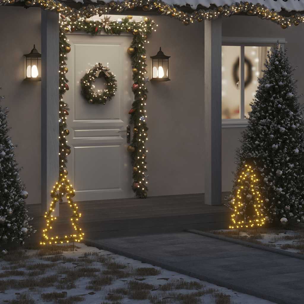 juledekoration med jordspyd juletræsfigur 80 LED'er 60 cm