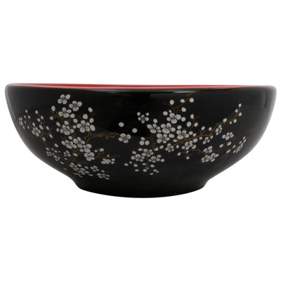 håndvask til bordplade Φ41x14 cm rund keramik sort og rød