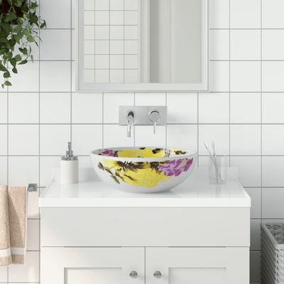 håndvask til bordplade Φ41x14 cm rund keramik flerfarvet