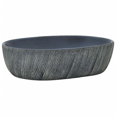 håndvask til bordplade 47x33x13 cm oval keramik sort og grå