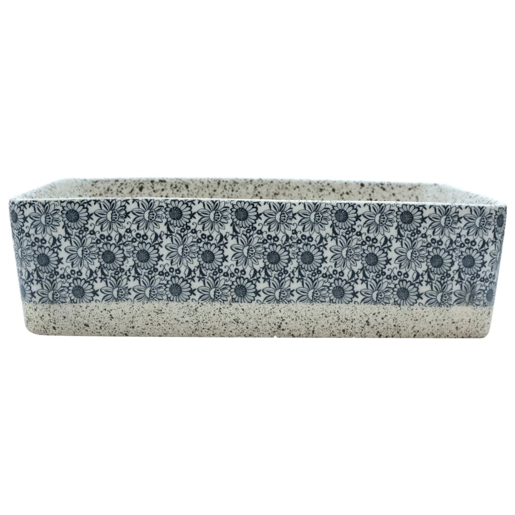 håndvask til bord 46x35,5x13 cm rektangulær keramik grå og blå