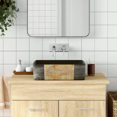 håndvask til bord 46x35,5x13 cm rektangulær keramik sort brun