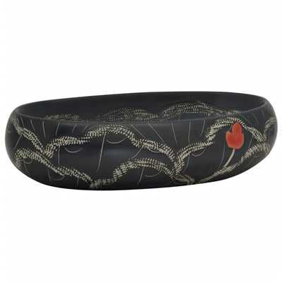 håndvask til bordplade 59x40x15 cm oval keramik sort