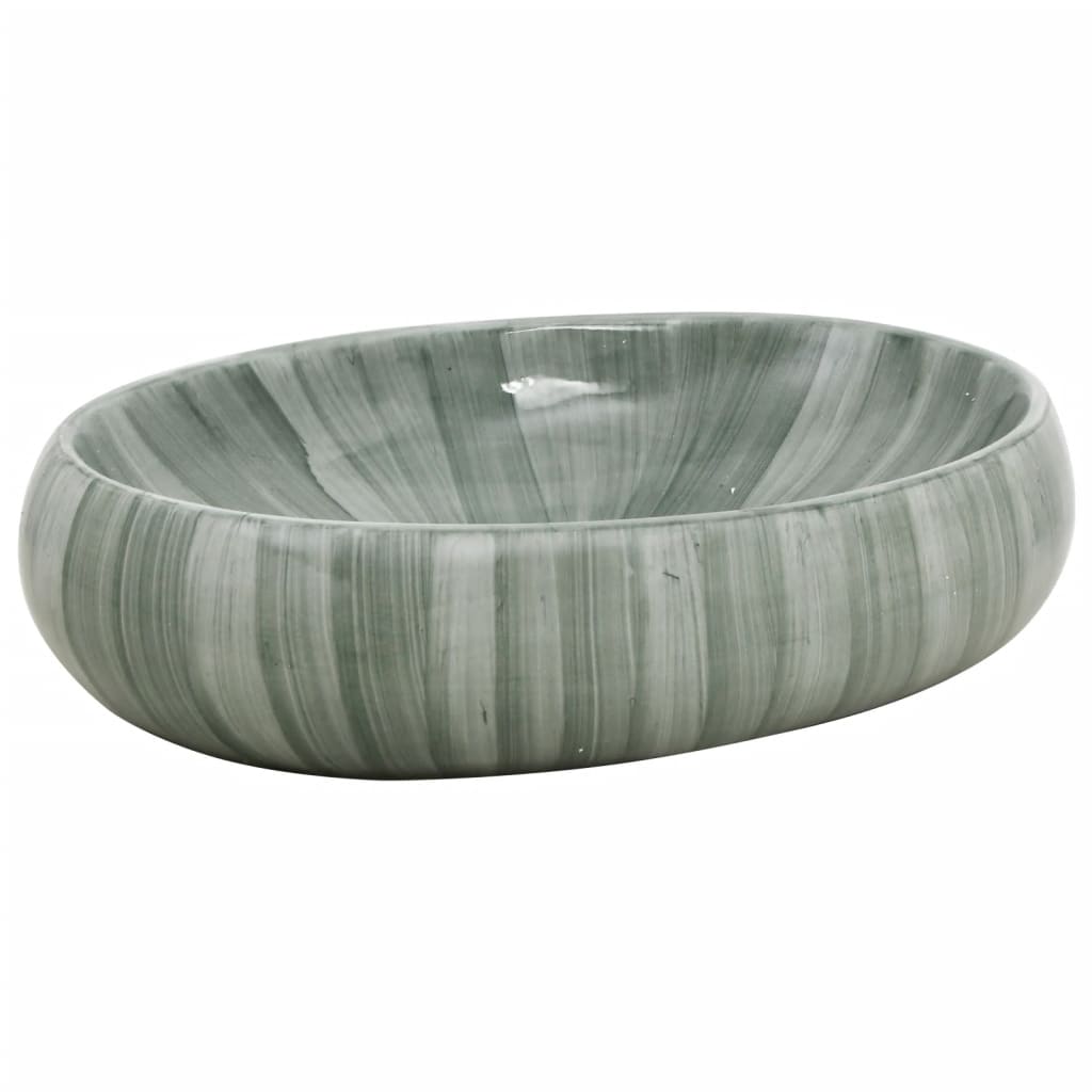 håndvask til bordplade 59x40x15 cm oval keramik grøn
