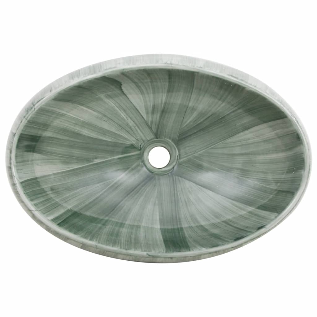 håndvask til bordplade 59x40x15 cm oval keramik grøn