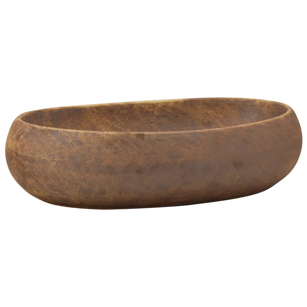 håndvask til bordplade 59x40x15 cm oval keramik brun