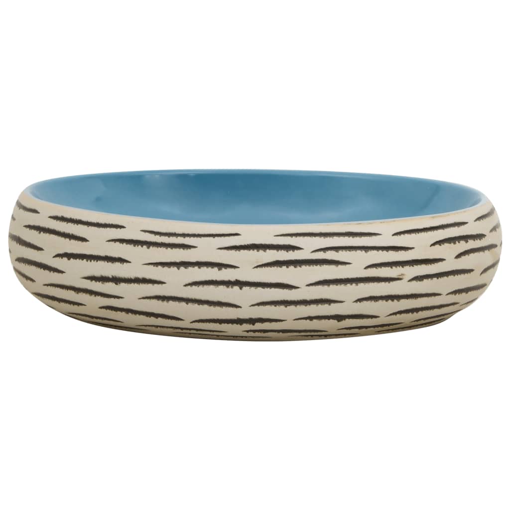 håndvask til bordplade 59x40x15 cm oval keramik flerfarvet