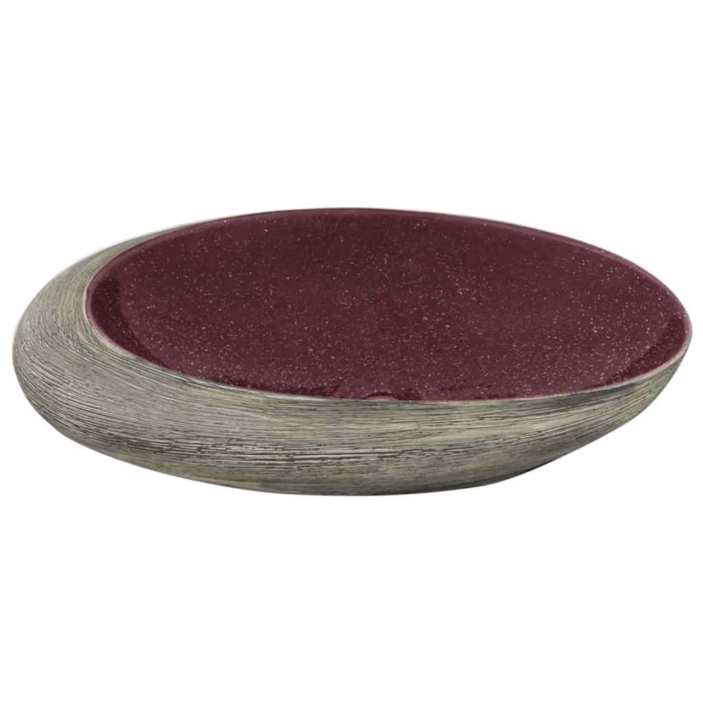 håndvask til bordplade 59x40x14 cm oval keramik lilla og grå