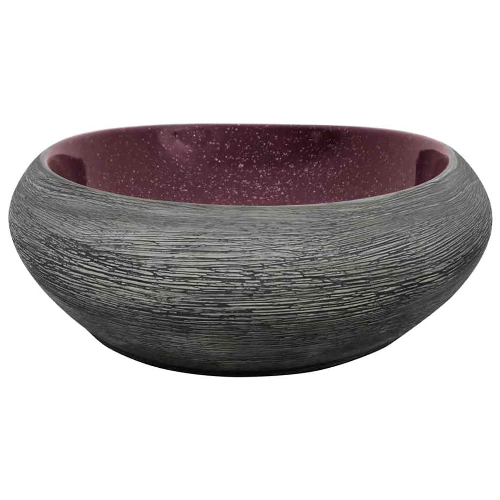 håndvask til bordplade 59x40x14 cm oval keramik lilla og grå