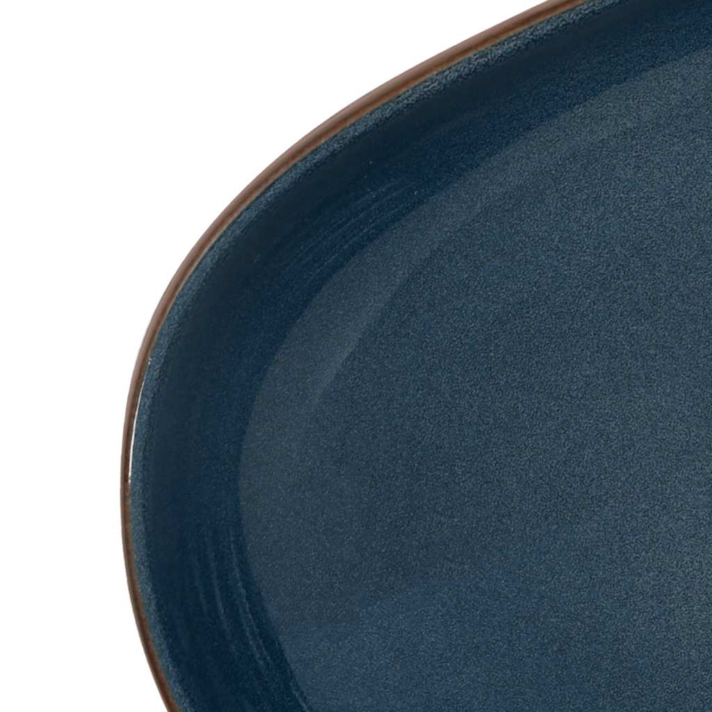håndvask til bordplade 59x40x14 cm oval keramik brun og blå
