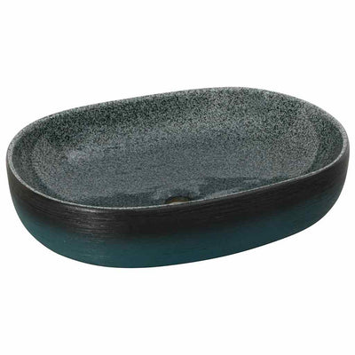 håndvask til bordplade 59x40x14 cm oval keramik turkis