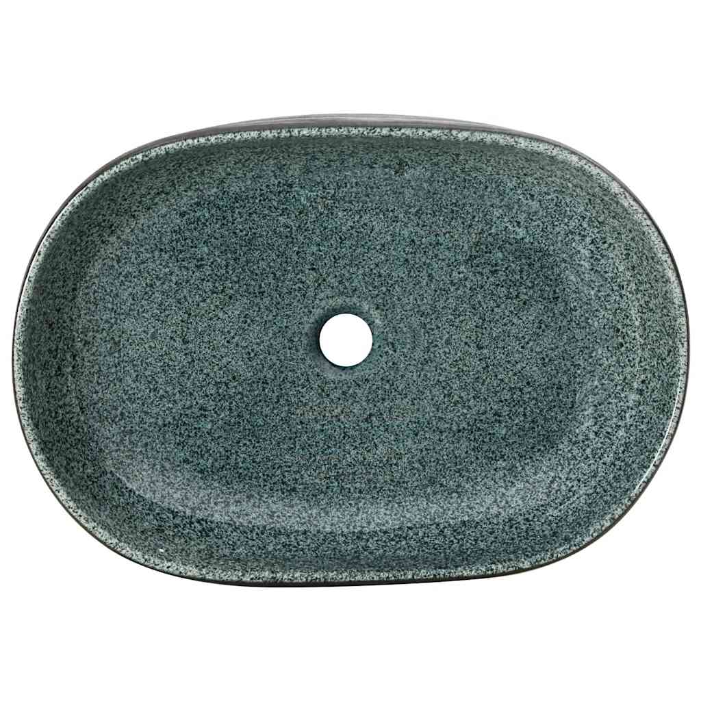 håndvask til bordplade 59x40x14 cm oval keramik turkis