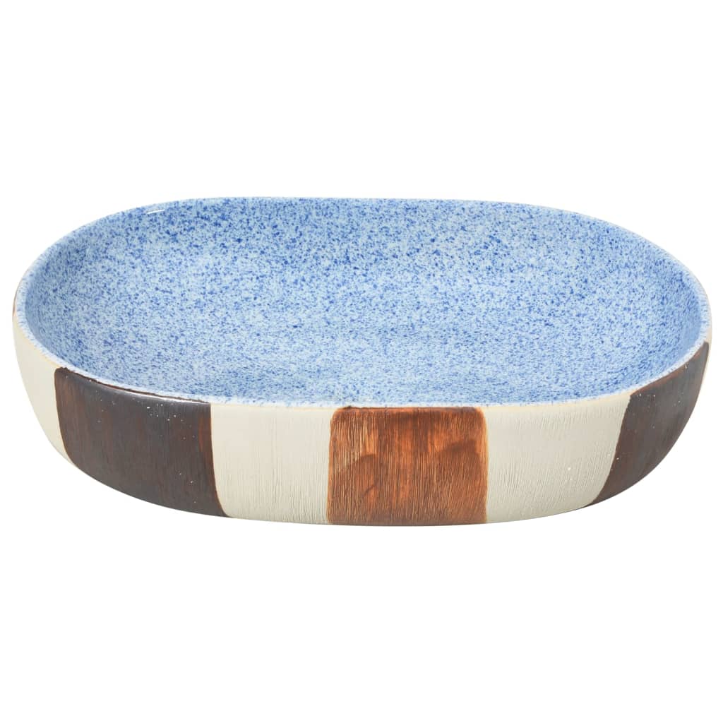 håndvask til bordplade 59x40x14 cm oval keramik flerfarvet
