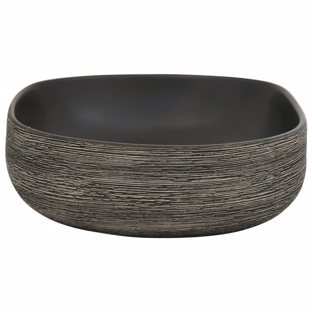 håndvask til bordplade 59x40x15 cm oval keramik grå og sort