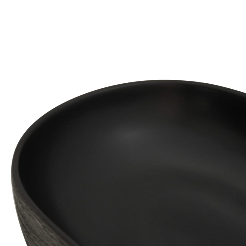 håndvask til bordplade 59x40x15 cm oval keramik grå og sort
