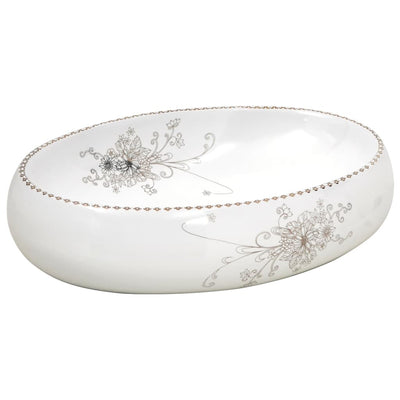 håndvask til bordplade 59x40x15 cm oval keramik hvid