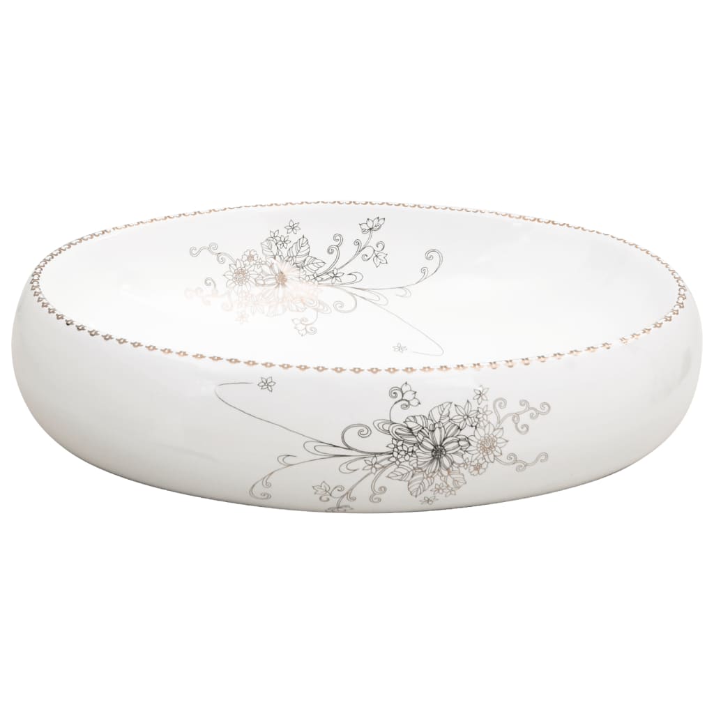 håndvask til bordplade 59x40x15 cm oval keramik hvid