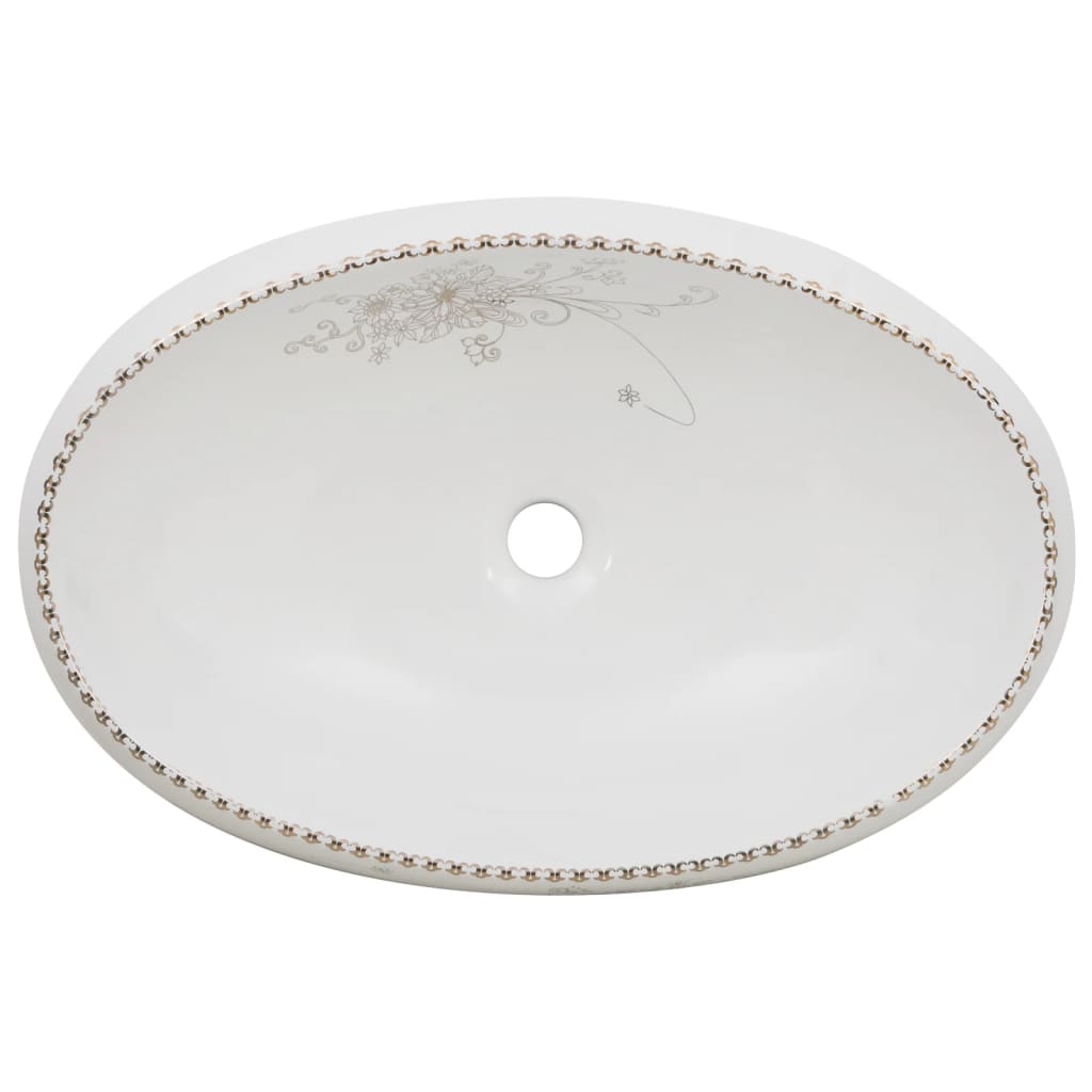håndvask til bordplade 59x40x15 cm oval keramik hvid