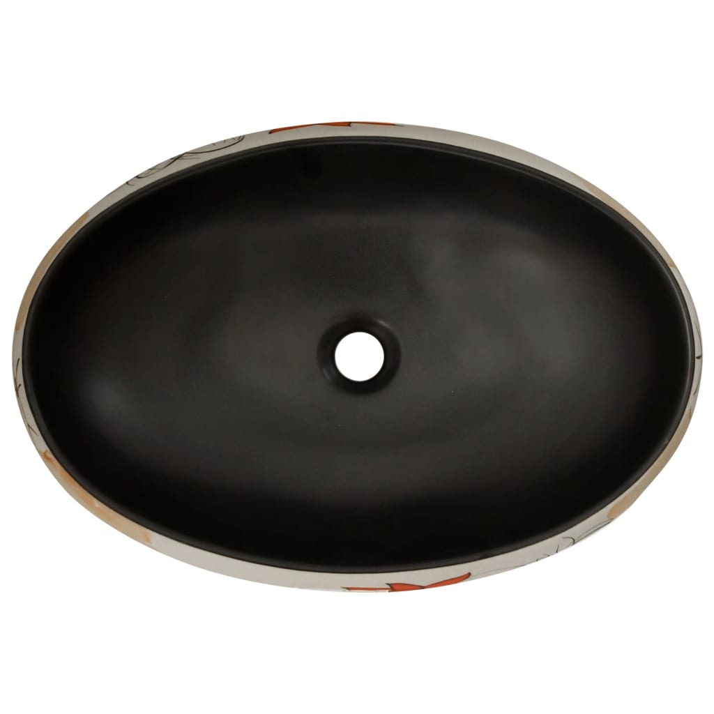 håndvask til bordplade 59x40x15 cm oval keramik flerfarvet