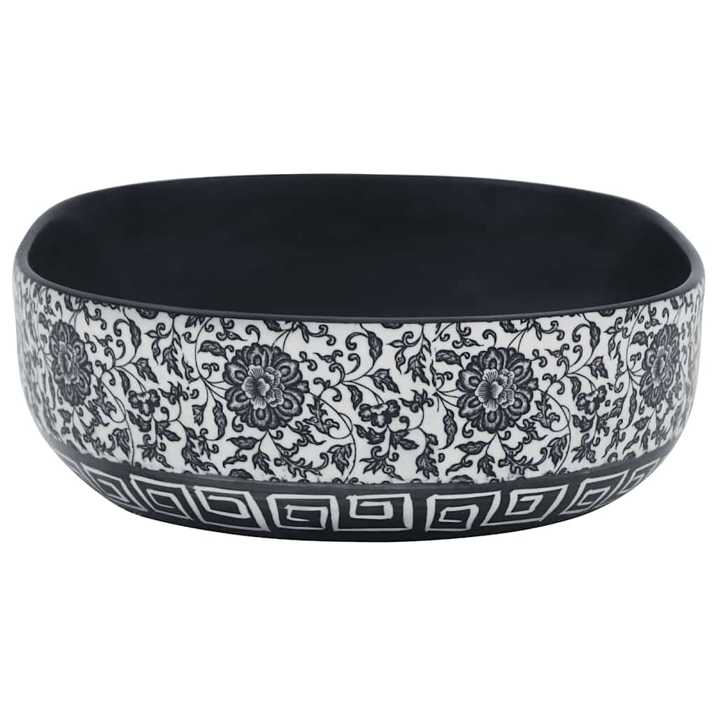 håndvask til bordplade 59x40x14 cm oval keramik sort og blå