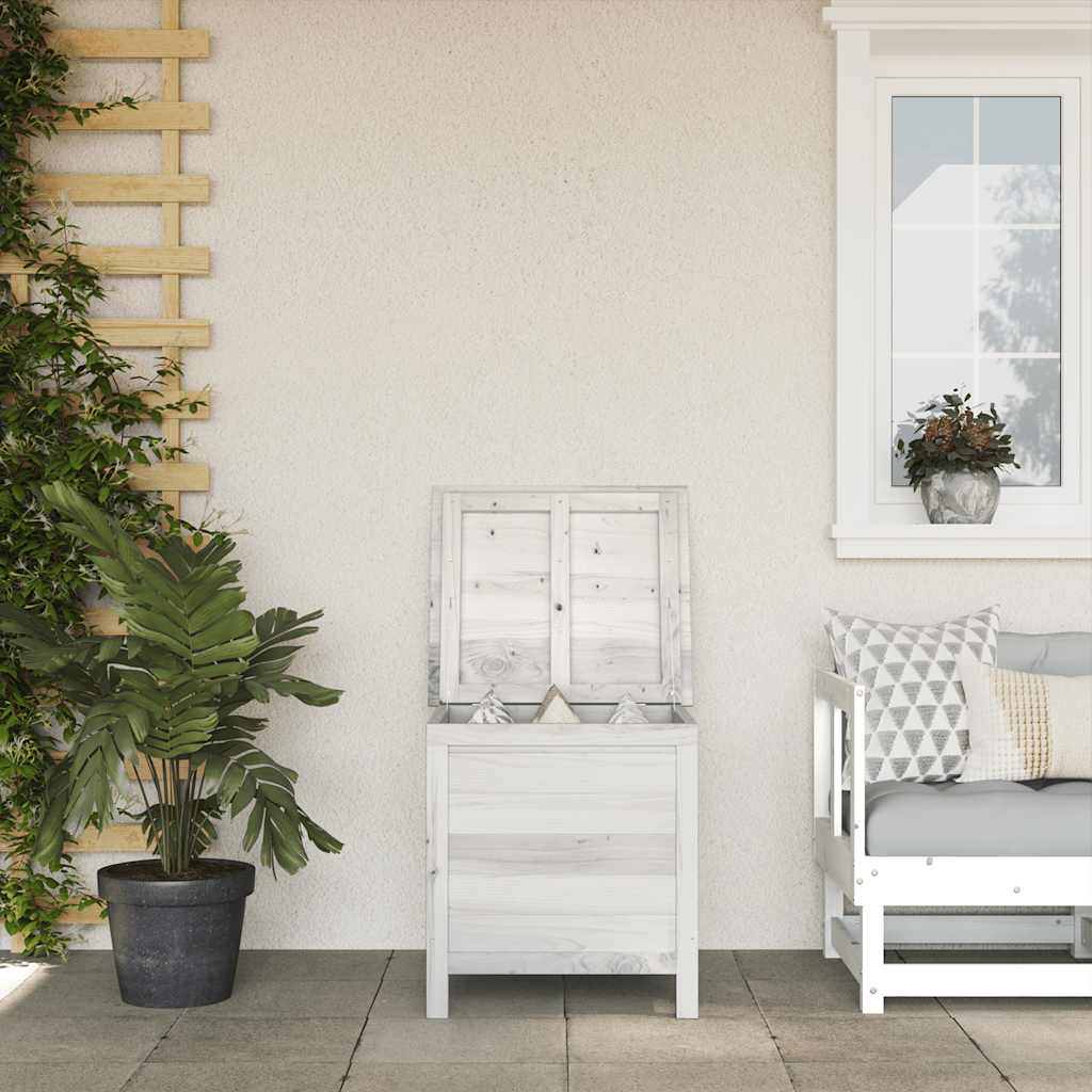 opbevaringsboks til haven 50x49x56,5 cm massivt grantræ hvid