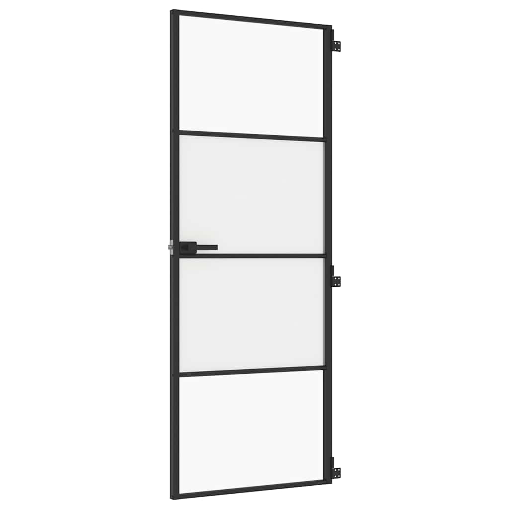 dør 76x201,5 cm hærdet glas og aluminium sort