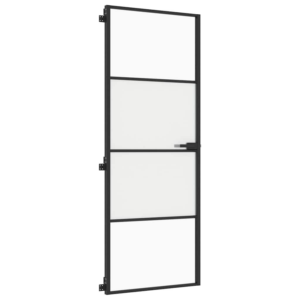 dør 76x201,5 cm hærdet glas og aluminium sort