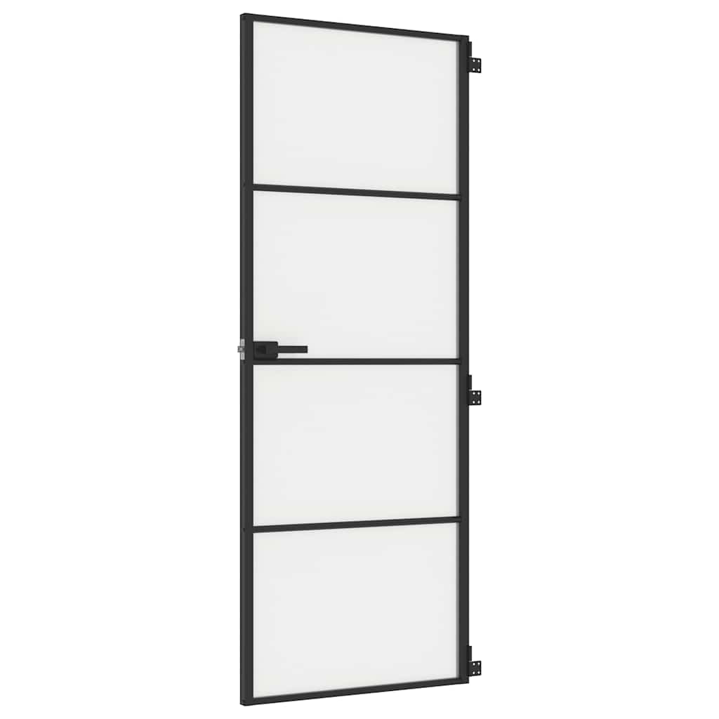 dør 76x201,5 cm hærdet glas og aluminium sort