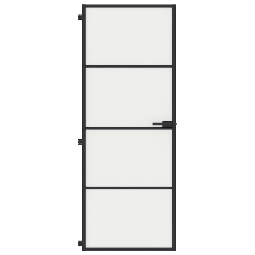 dør 76x201,5 cm hærdet glas og aluminium sort