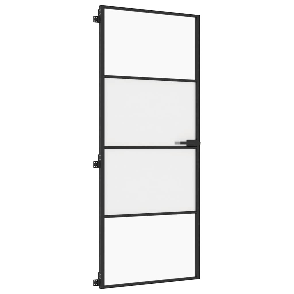 dør 83x201,5 cm hærdet glas og aluminium sort