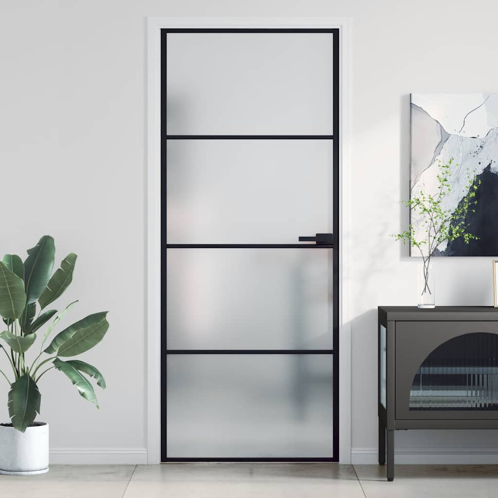 dør 83x201,5 cm hærdet glas og aluminium sort