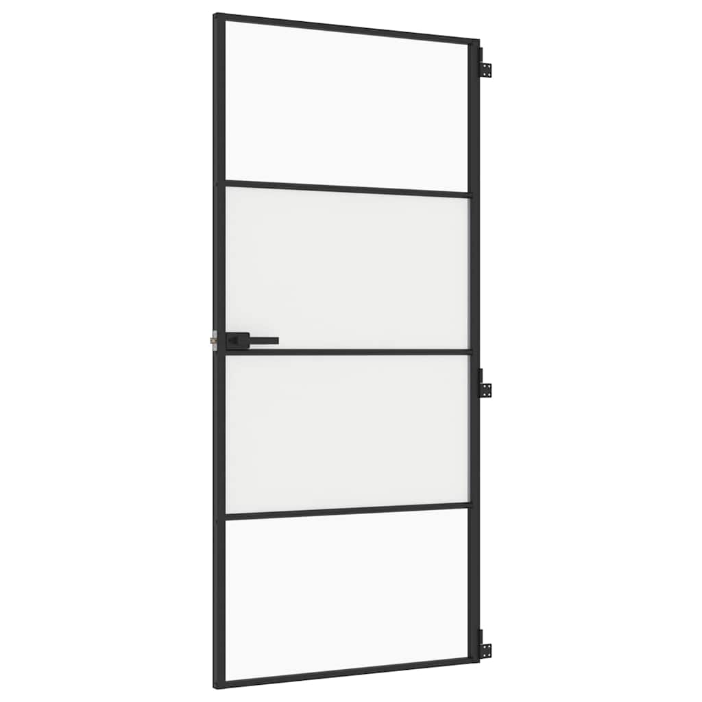 dør 93x201,5 cm hærdet glas og aluminium sort