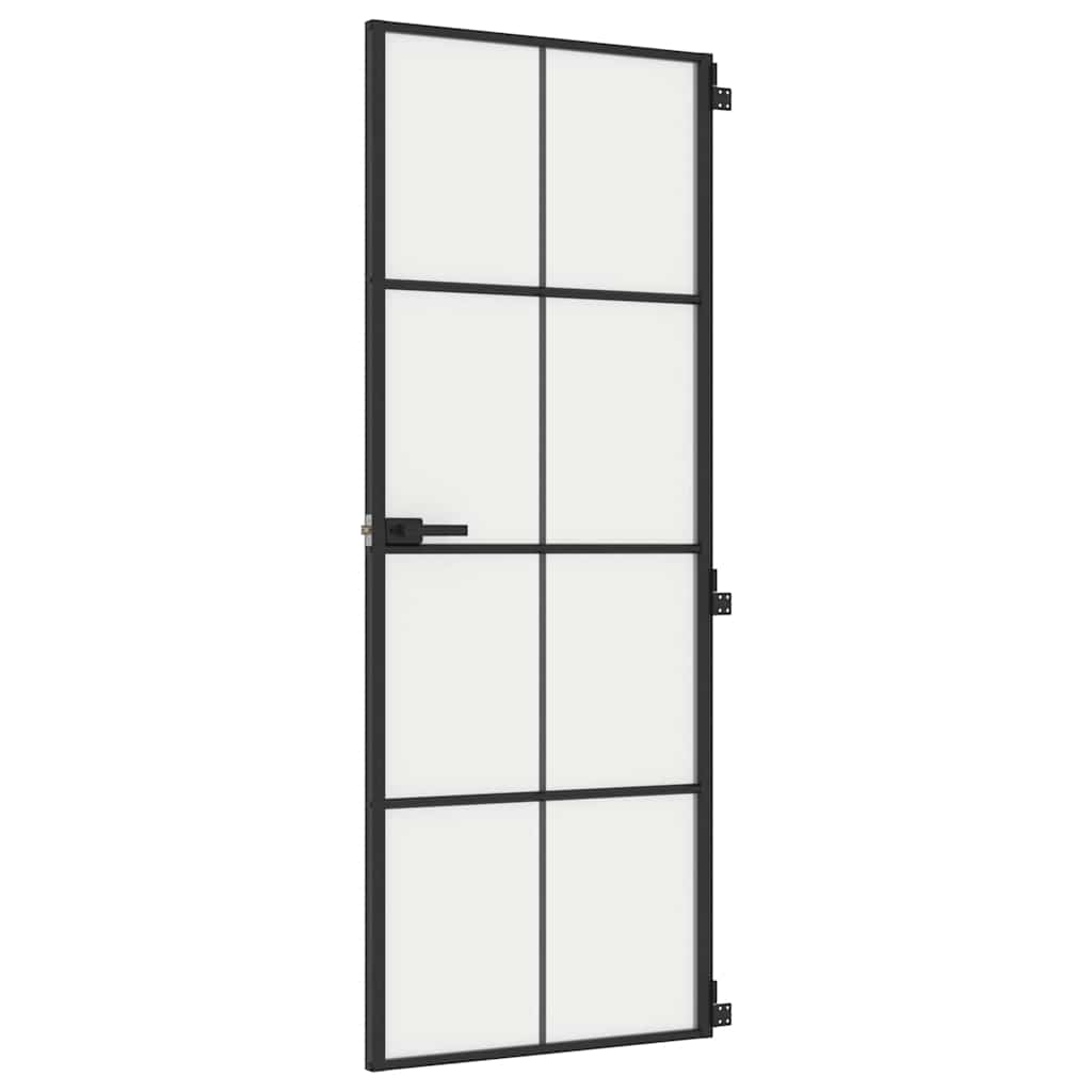 dør 76x201,5 cm hærdet glas og aluminium sort