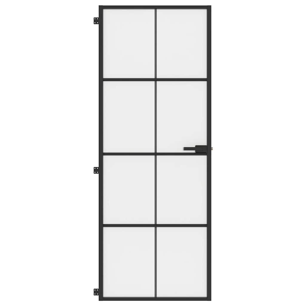 dør 76x201,5 cm hærdet glas og aluminium sort