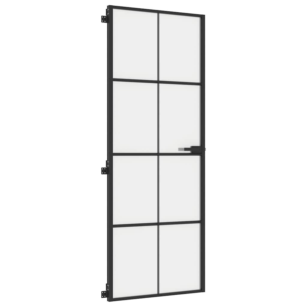 dør 76x201,5 cm hærdet glas og aluminium sort