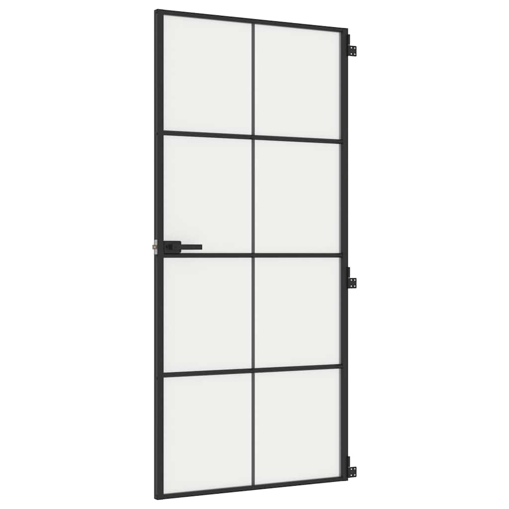 dør 93x201,5 cm hærdet glas og aluminium sort