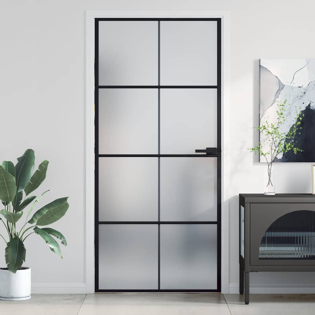 dør 93x201,5 cm hærdet glas og aluminium sort