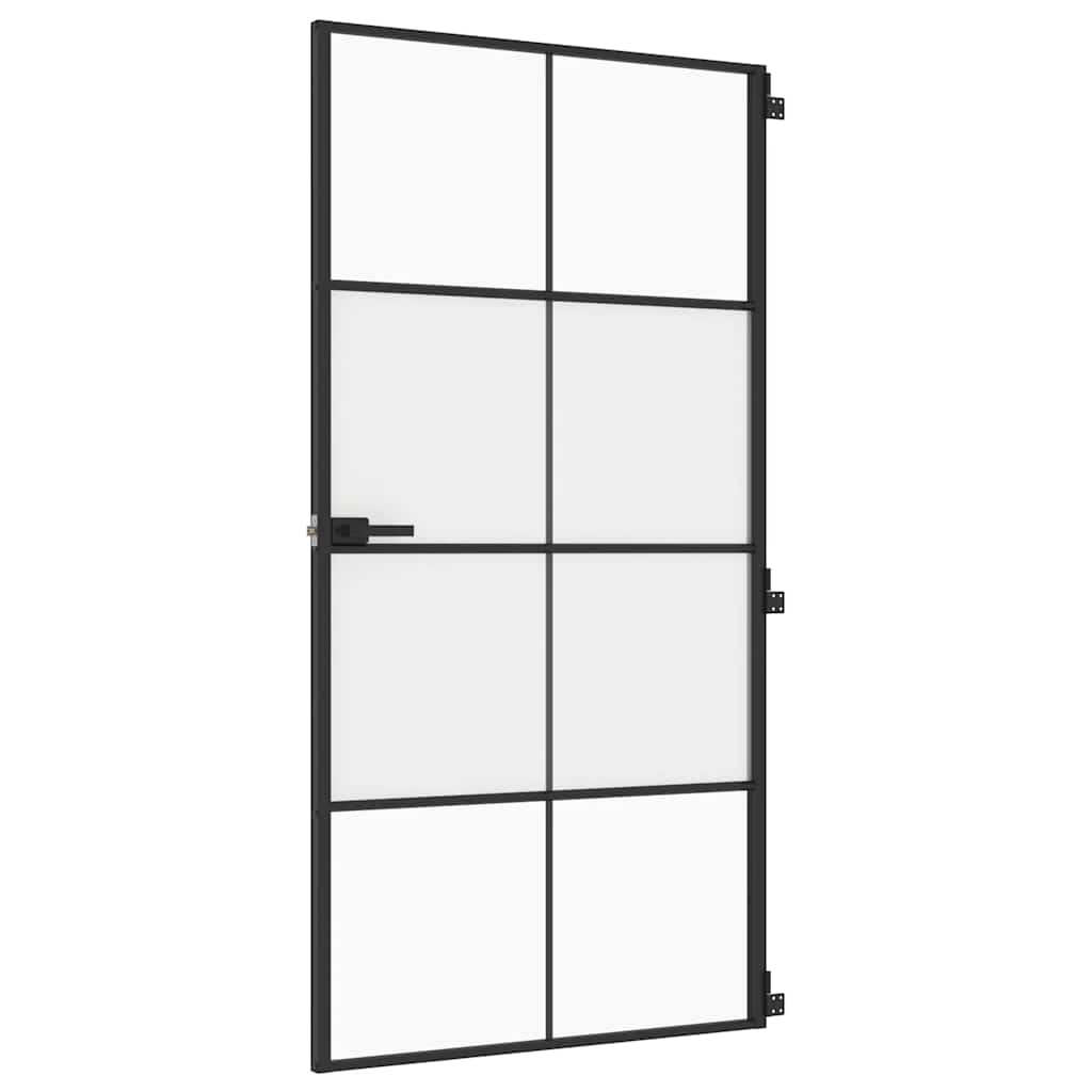 dør 102,5x201,5 cm hærdet glas og aluminium sort