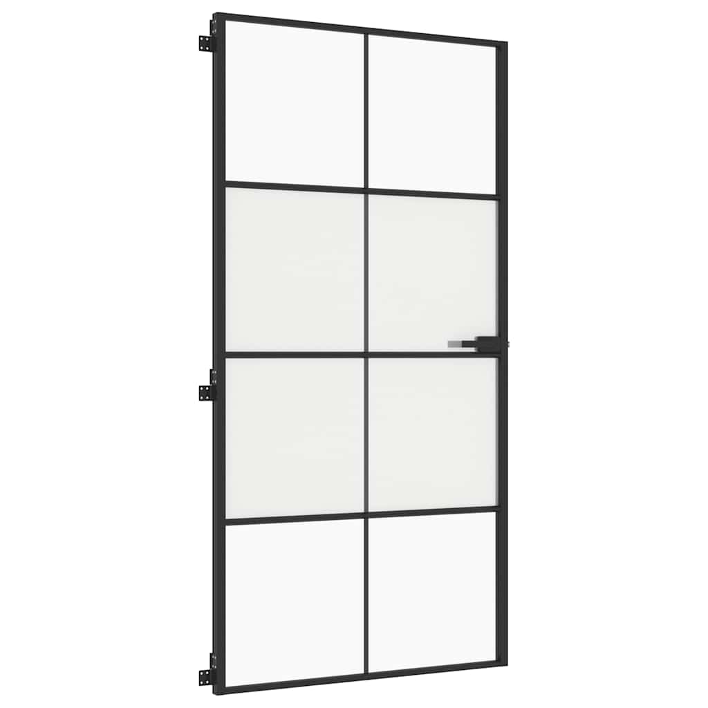dør 102,5x201,5 cm hærdet glas og aluminium sort