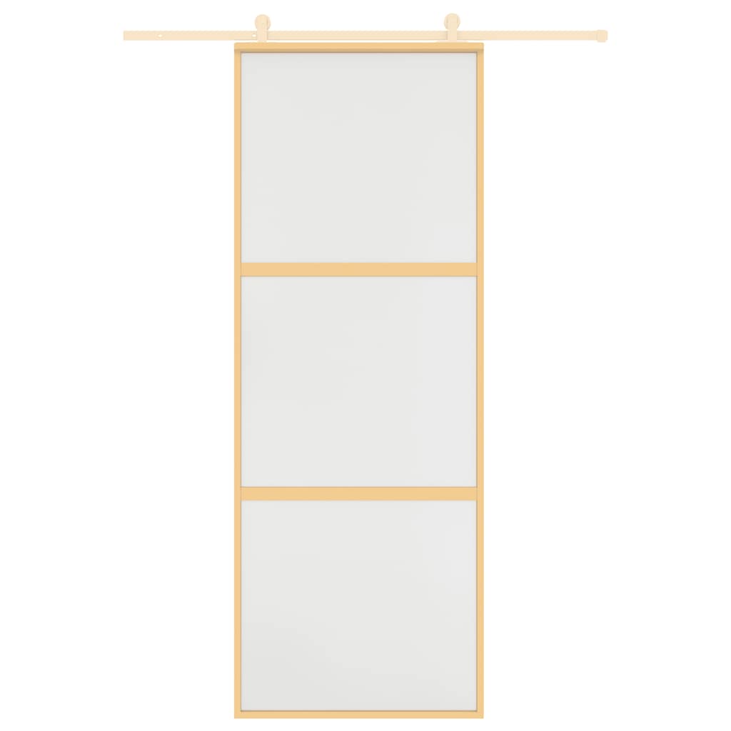 skydedør 76x205 cm matteret sikkerhedsglas og aluminium gylden