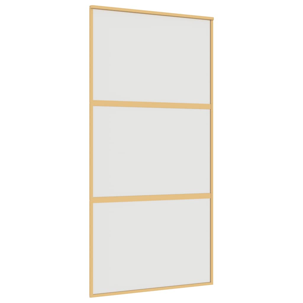 skydedør 102,5x205 cm matteret sikkerhedsglas aluminium gylden