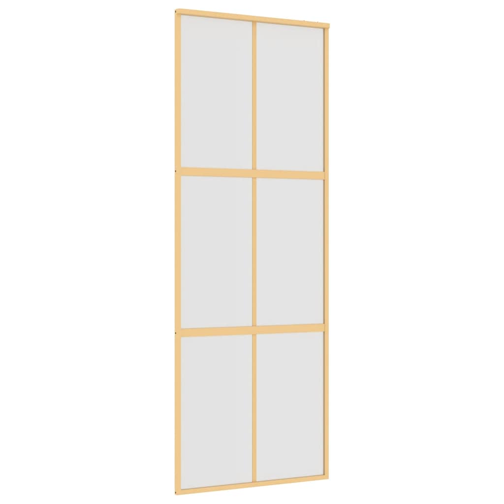 skydedør 76x205 cm matteret sikkerhedsglas og aluminium gylden